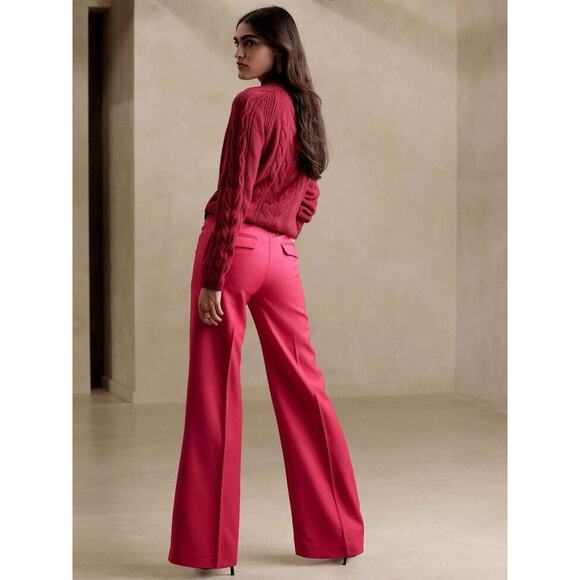 Banana Republic Lido Wide Leg Wool Pant Happy Hour Pink Women's Size 14L 14 long - Picture 5 of 14